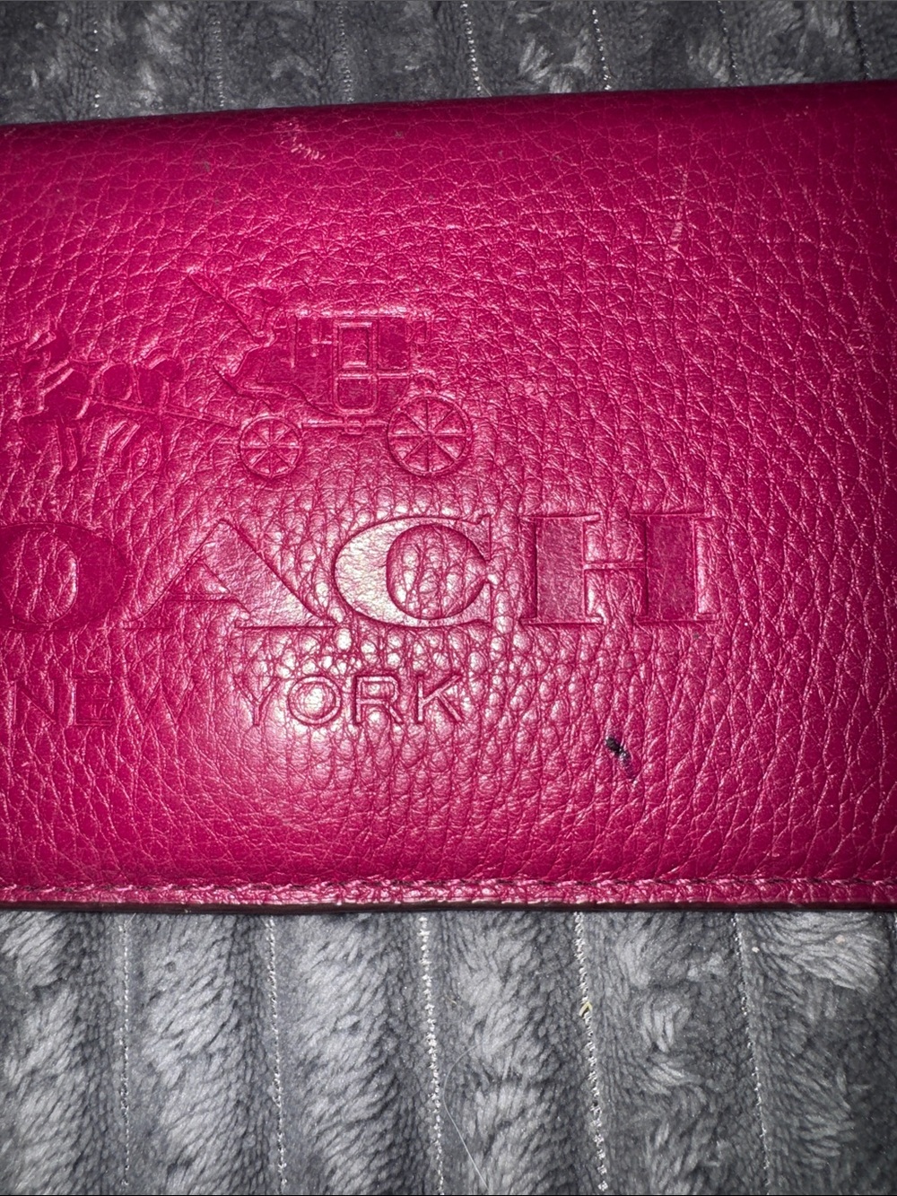 Coach Embossed Leather Long Wallet - Red - Picture 3 of 6